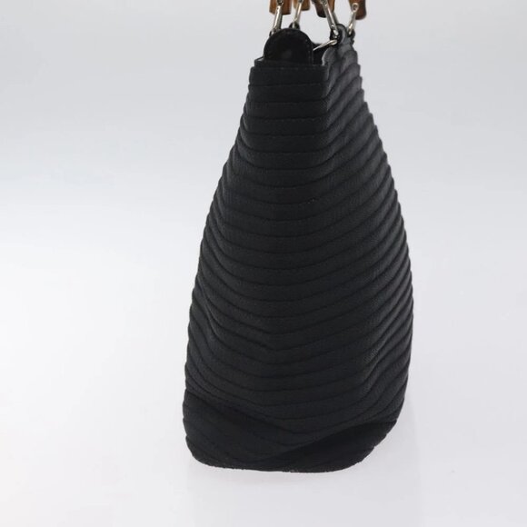 GUCCI Bamboo Hand Bag Nylon Black Silver 000 2058 0540 5 Auth ep9267 - Picture 5 of 15